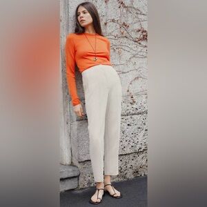 BRAND NWT Zara High Waisted Ecru Dress Pant - Size S